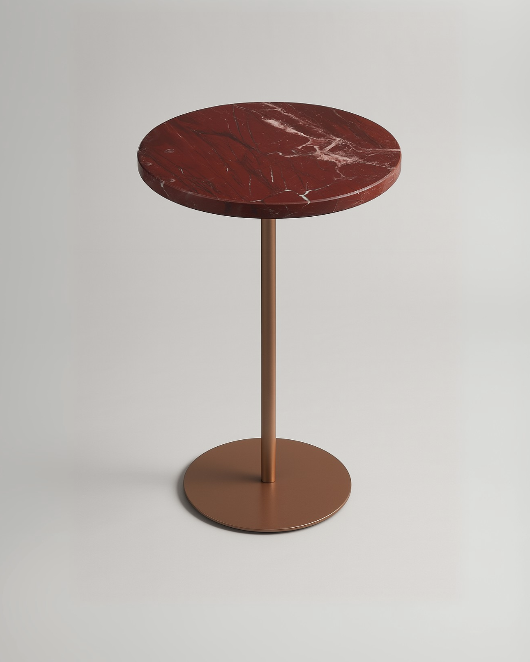 Mesa Lateral - Mármore Vermelho - Napoleão Textura Polido ( Com Brilho ) Base cor Cobre