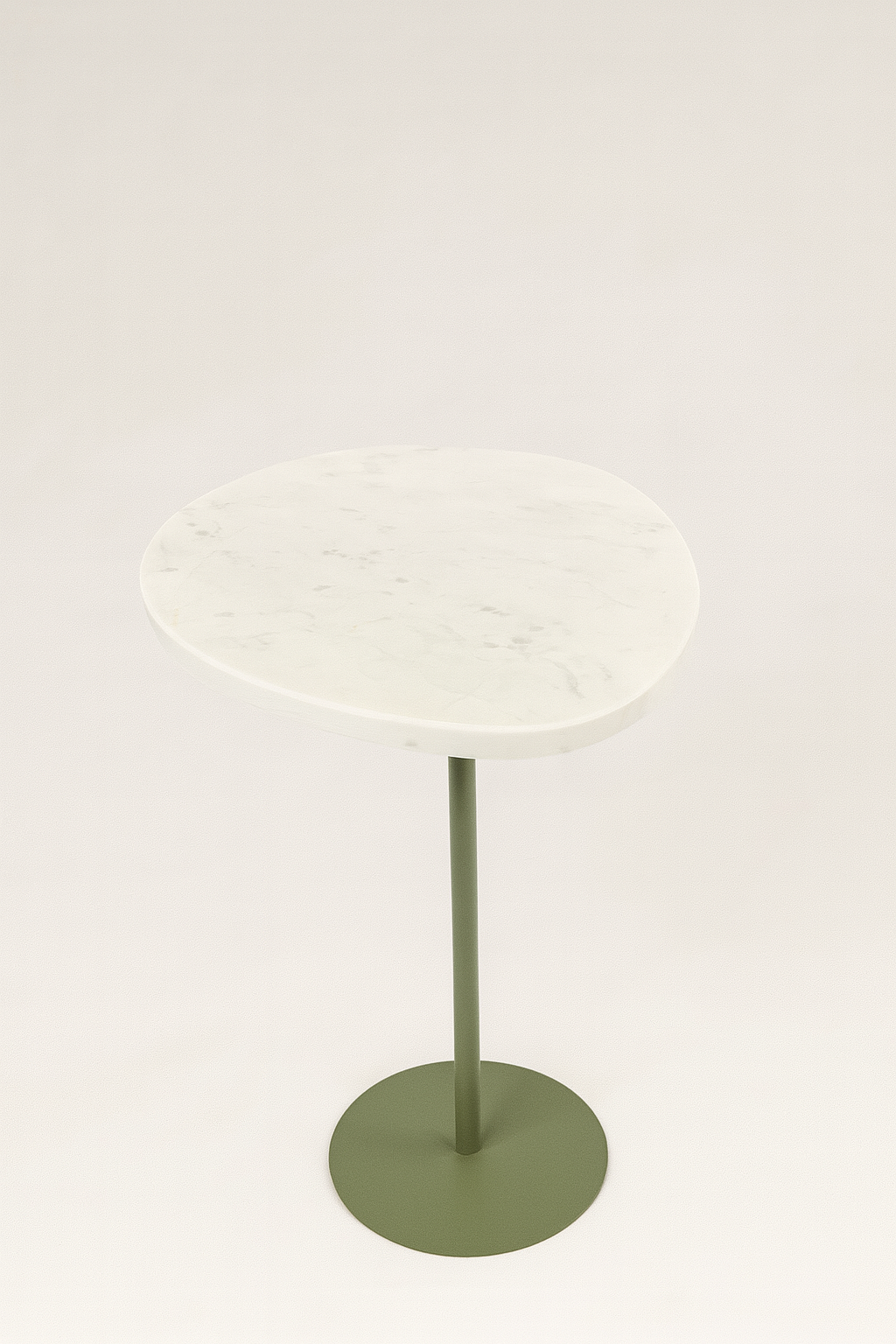 Mesa de Apoio - Linha Essencialle - Mármore Calacatta - Base cor Verde