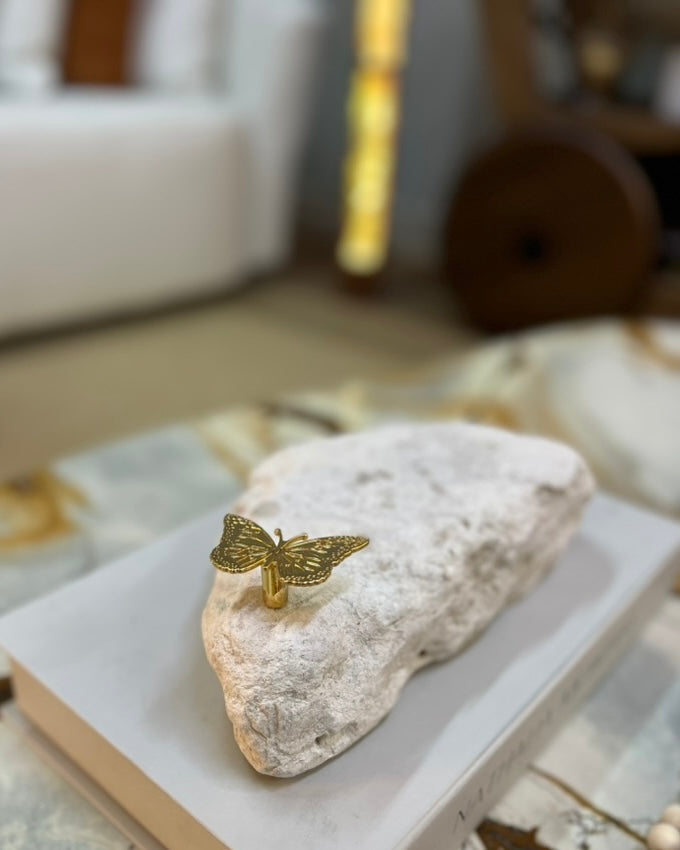 Linha Pietra Decor - Mármore Travertino - com Borboleta