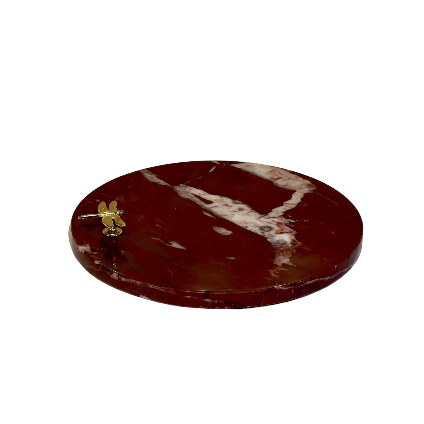 Bandeja - Mármore Vermelho Napoleão - Redonda Libélula