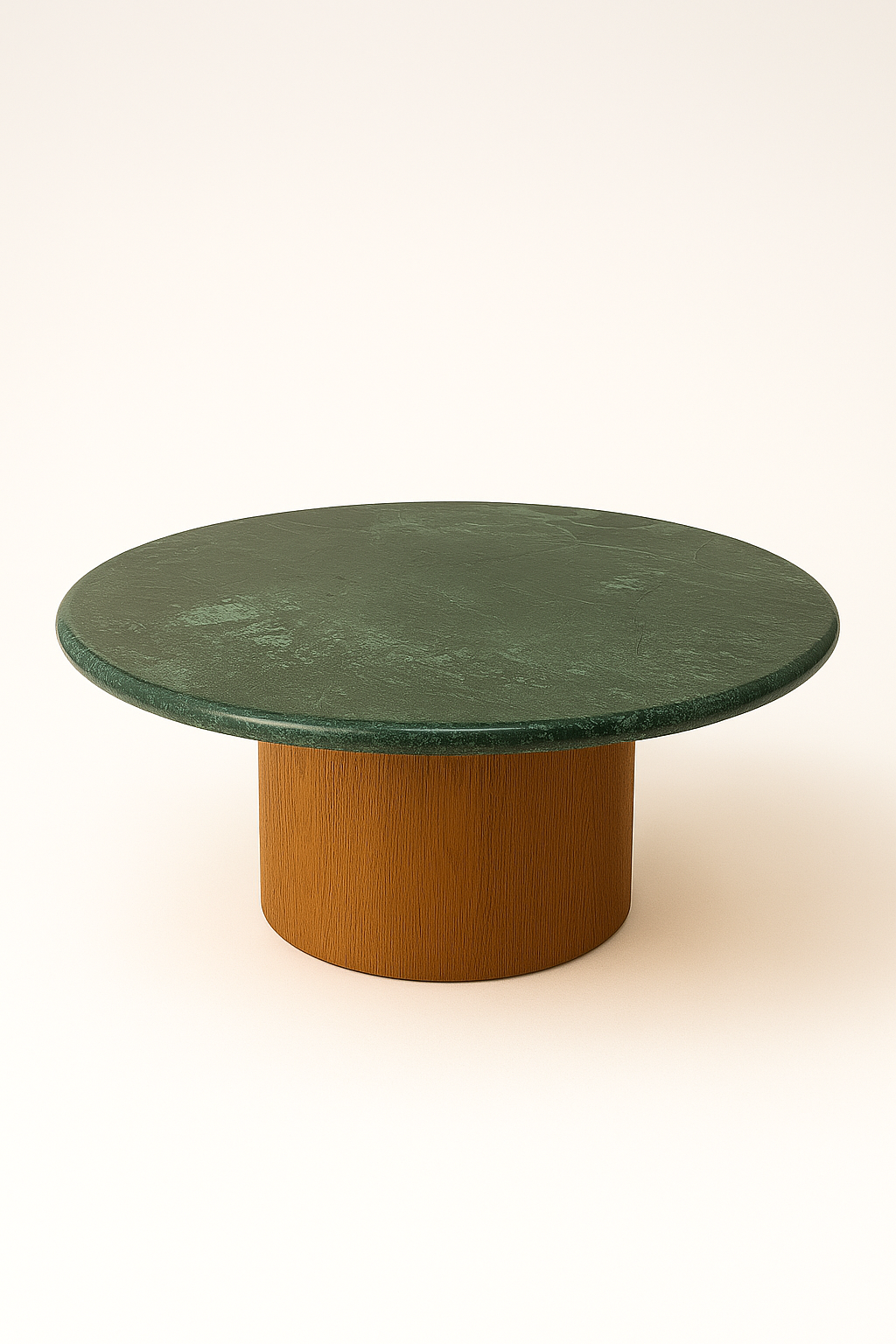 Mesa de Centro - Malbec Dallas Mármore Verde Guatemala - Textura do Tampo Polido ( Com Brilho ) Base Cilindrica Grande