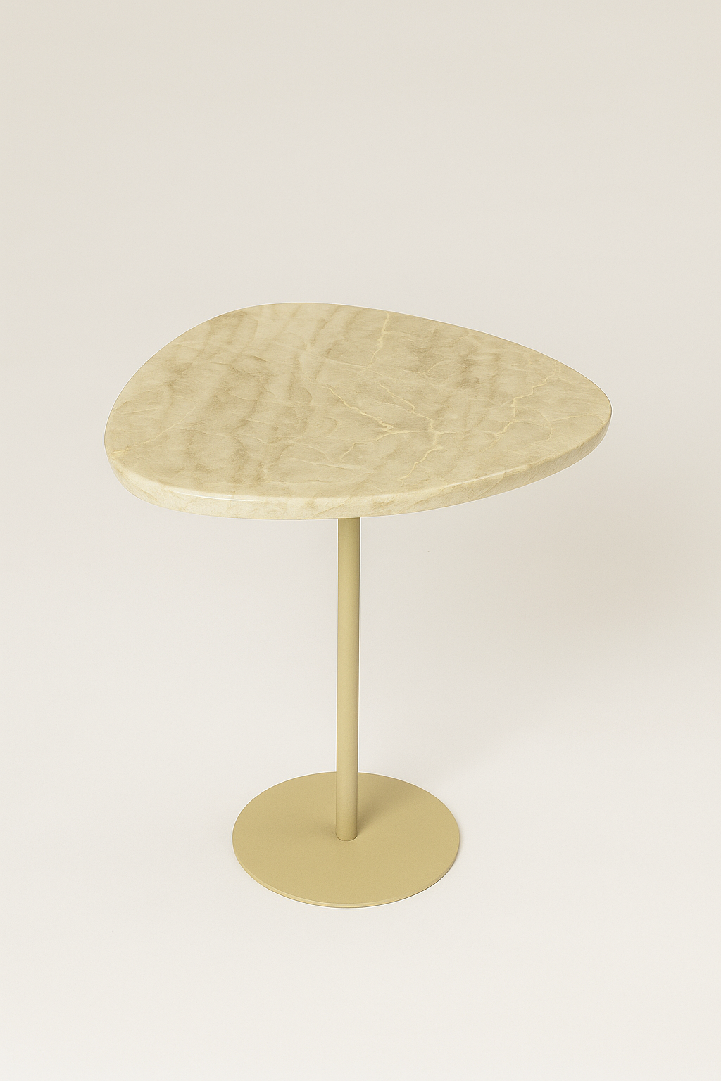 Mesa de Apoio - Linha Essencialle - Quartzito Perlla Santana - Base cor Bege Redonda