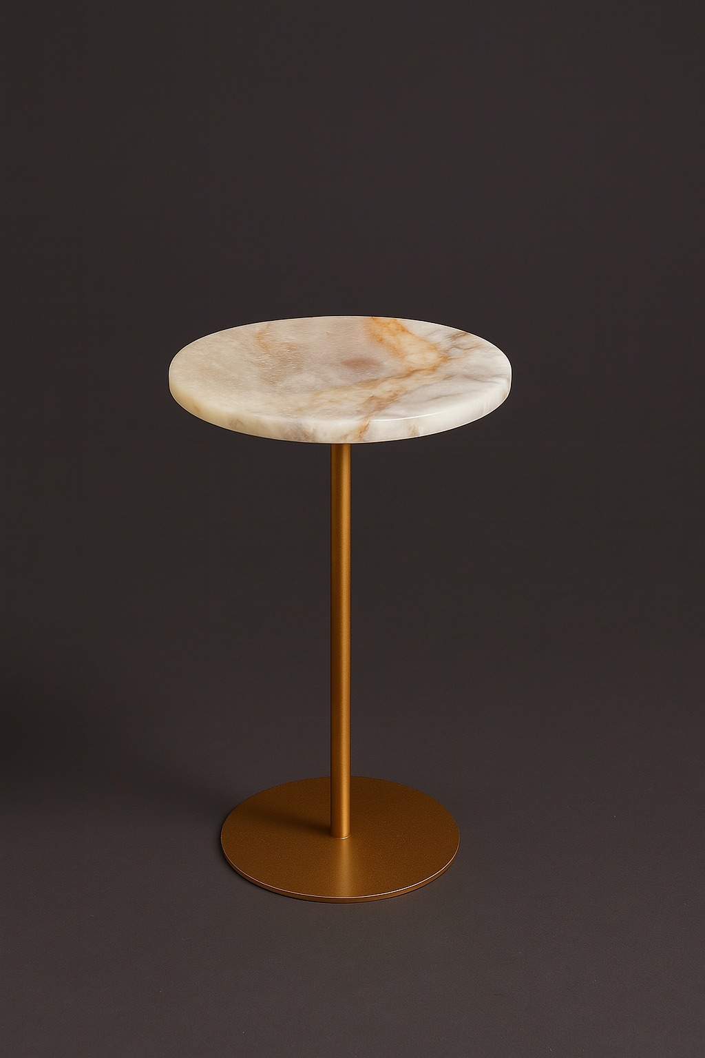 Mesa de Apoio - Quartzito Cristallo Rose - Base Champagne