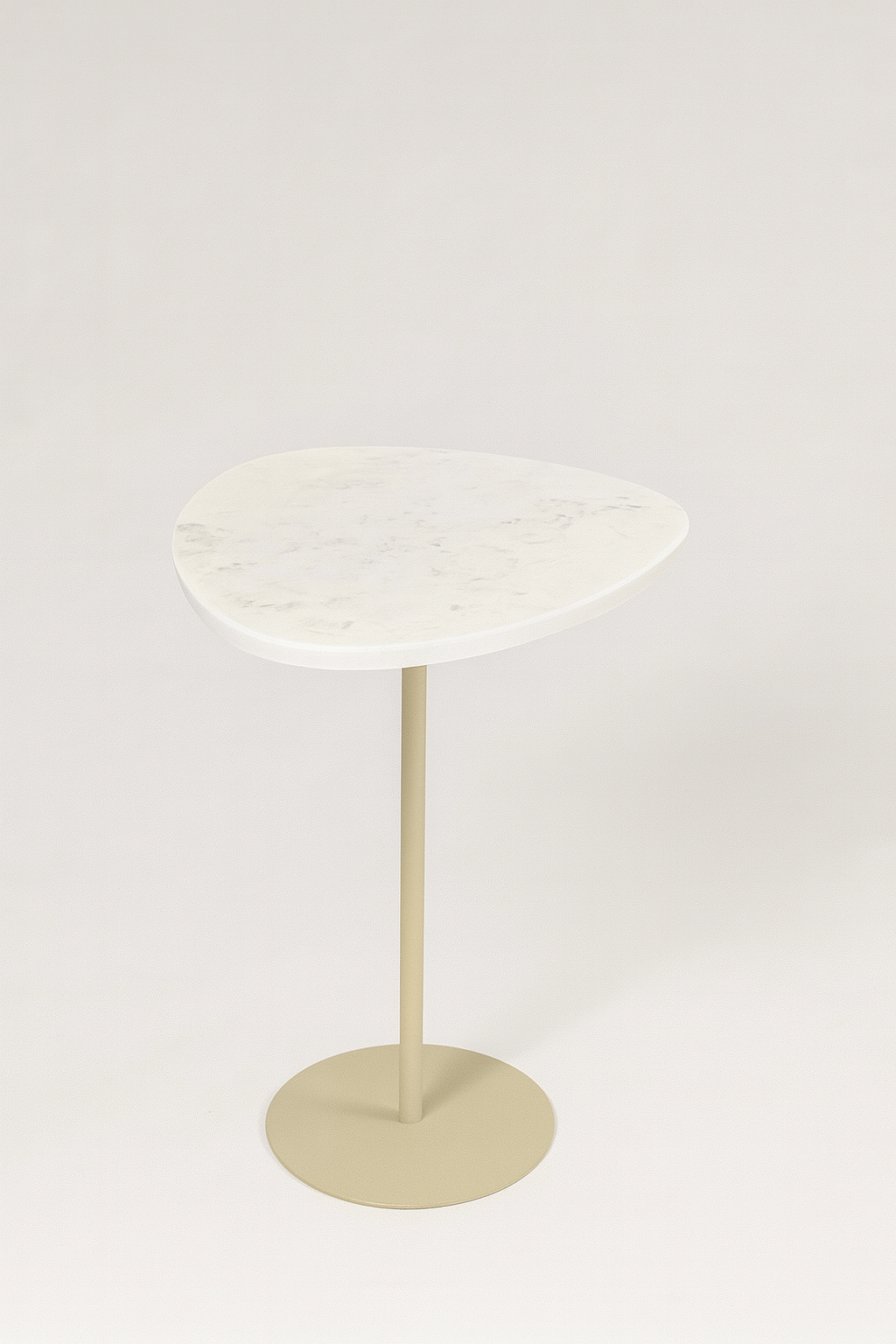Mesa de Apoio - Linha Essencialle - Mármore Calacatta - Base cor Bege