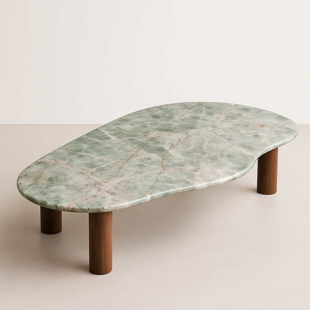 Mesa de Centro - Dunas Quartzito Verde Esmeralda / Base Cilindro Pequena