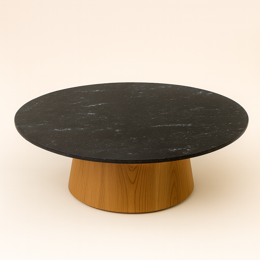 Mesa de Centro - Malbec Dallas Mármore Black Star - Textura do Tampo Polido com Brilho