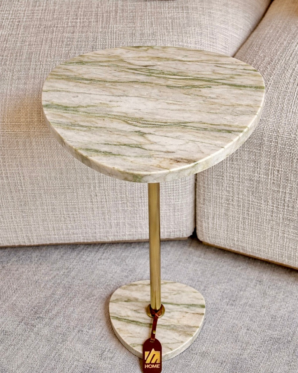Mesa de Apoio Sangiovese - Quartzito Golden Savana - Edição Especial - Haste cor Dourada - Textura Polida