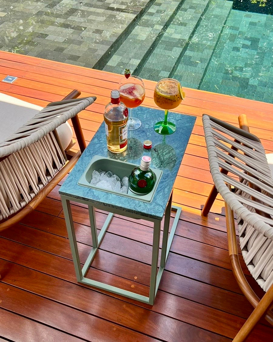 Mesa Gourmet - Mármore Verde Guatemala - Base Verde