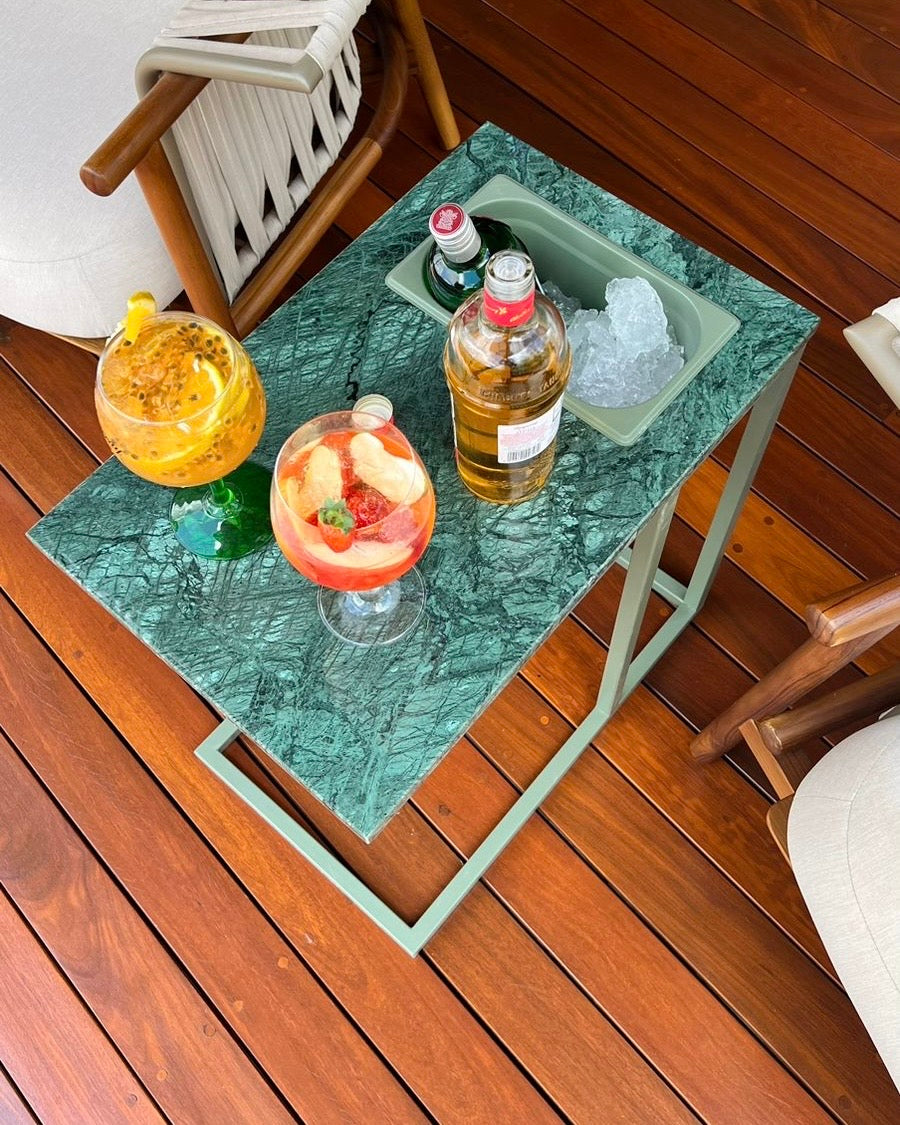 Mesa Gourmet - Mármore Verde Guatemala - Base Verde