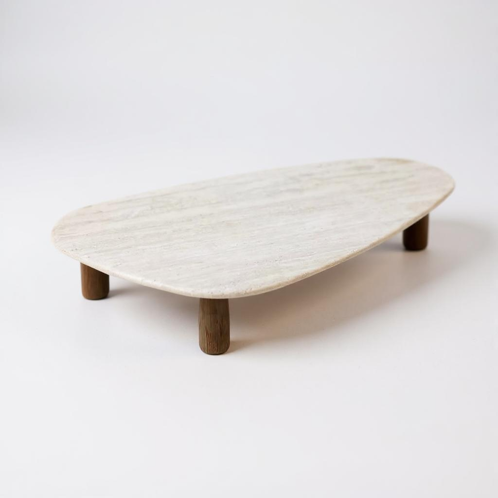 Mesa de Centro Itália - Mármore Travertino Romano Legítimo