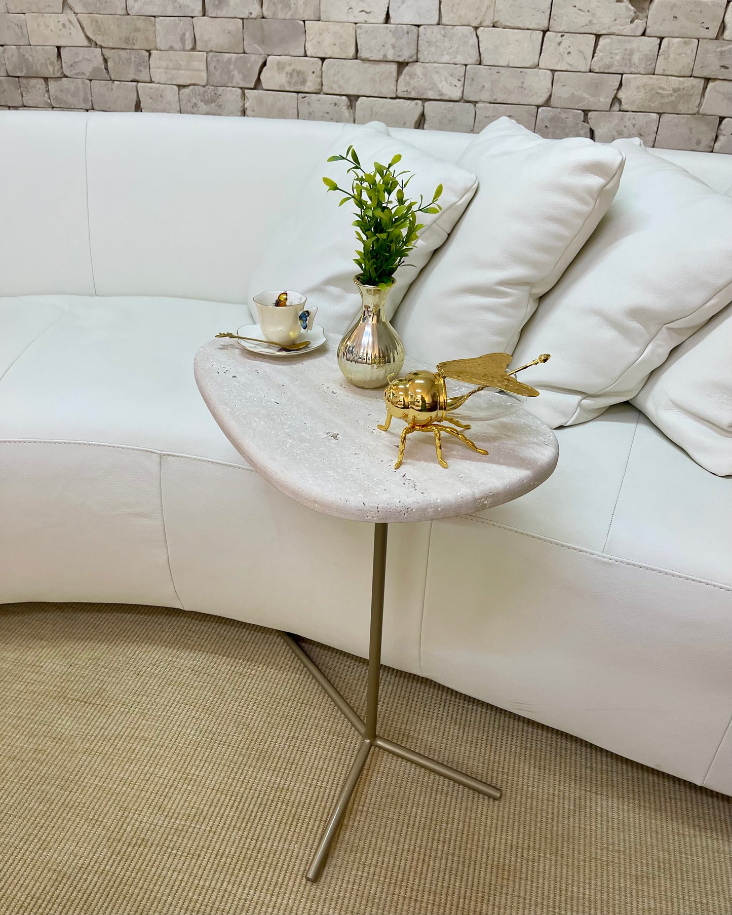 Mesa Ramos Sottile - Mármore Travertino Romano Legítimo