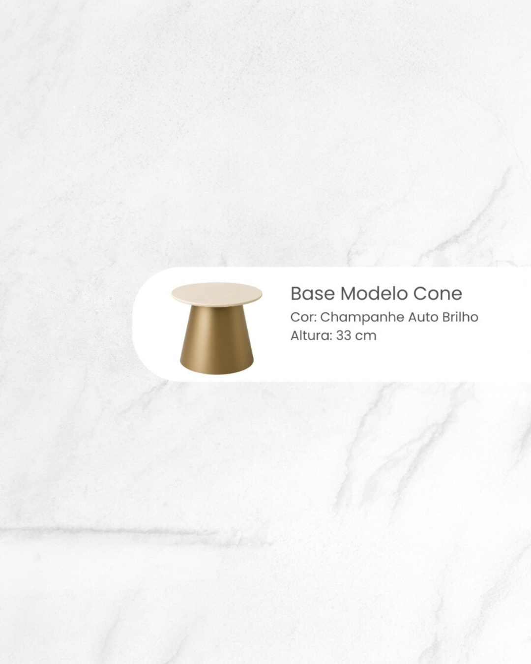 Mesa de Centro - Malbec Dallas Mármore Calacatta / Base Cone Metalizada