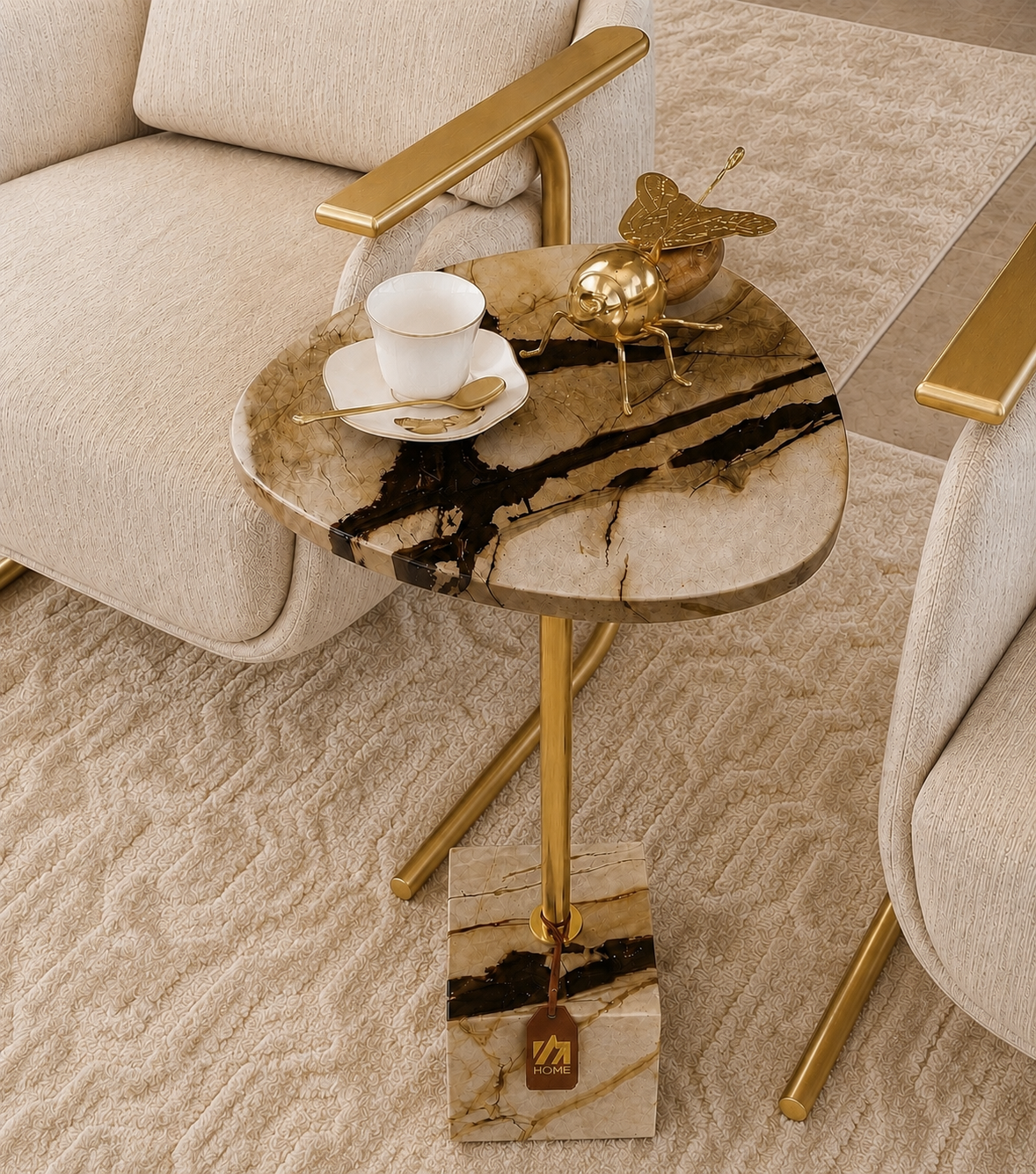 Mesa Sangiovese - Mármore Terracota Imperial | Haste Dourada