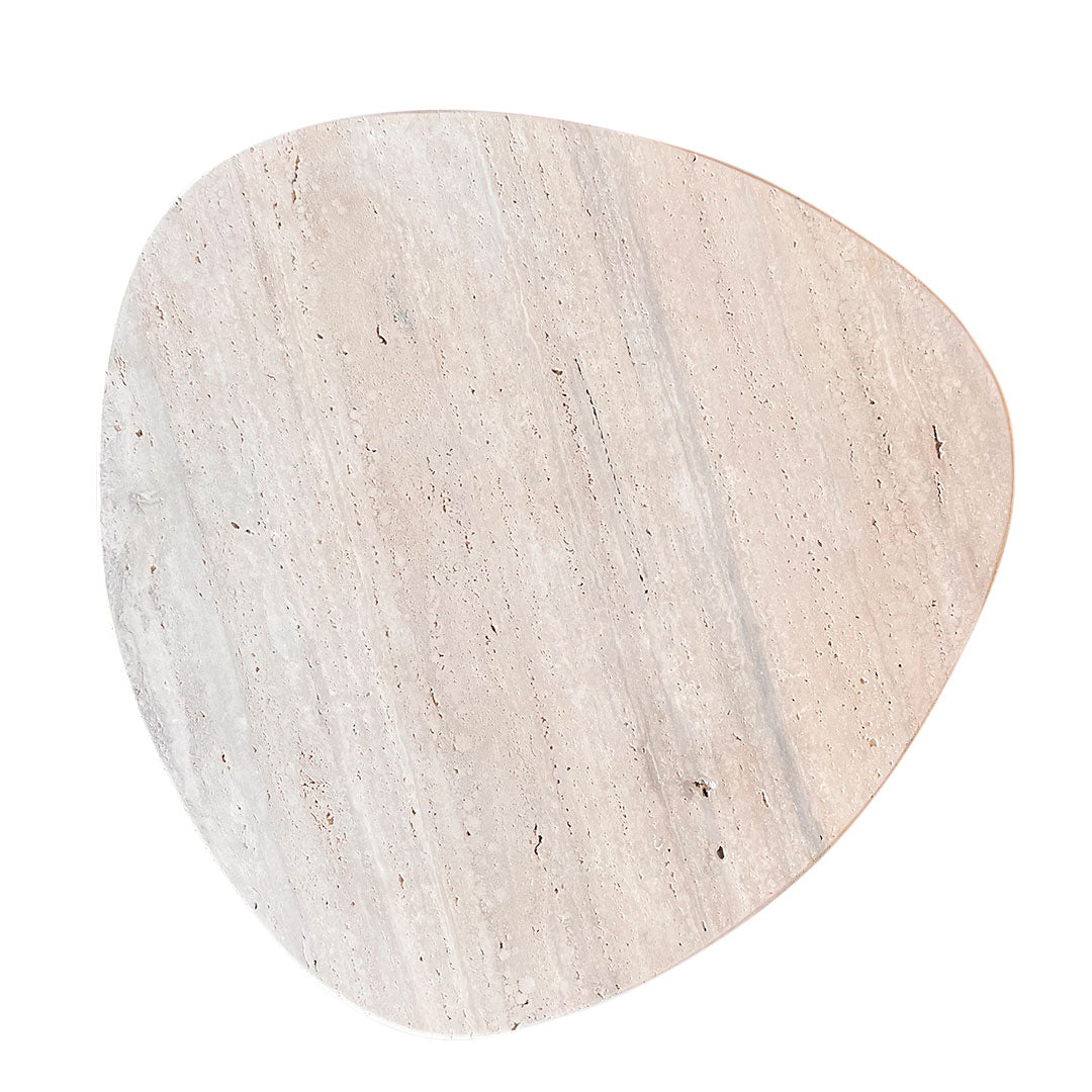 Mesa de Centro - Sangiovese Mármore Travertino Romano - Textura Natural - Base Cilindro Grande