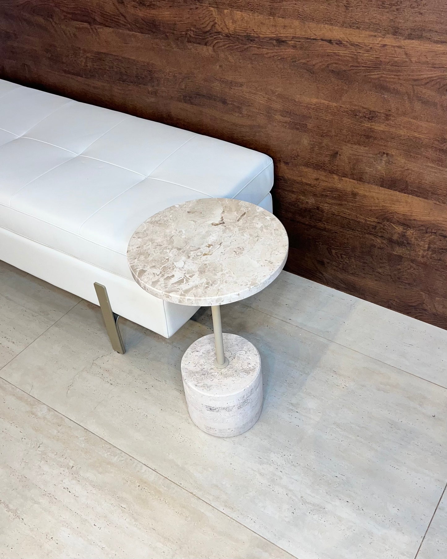 Mesa Lateral Bloco - Base Mármore Travertino Nacional-