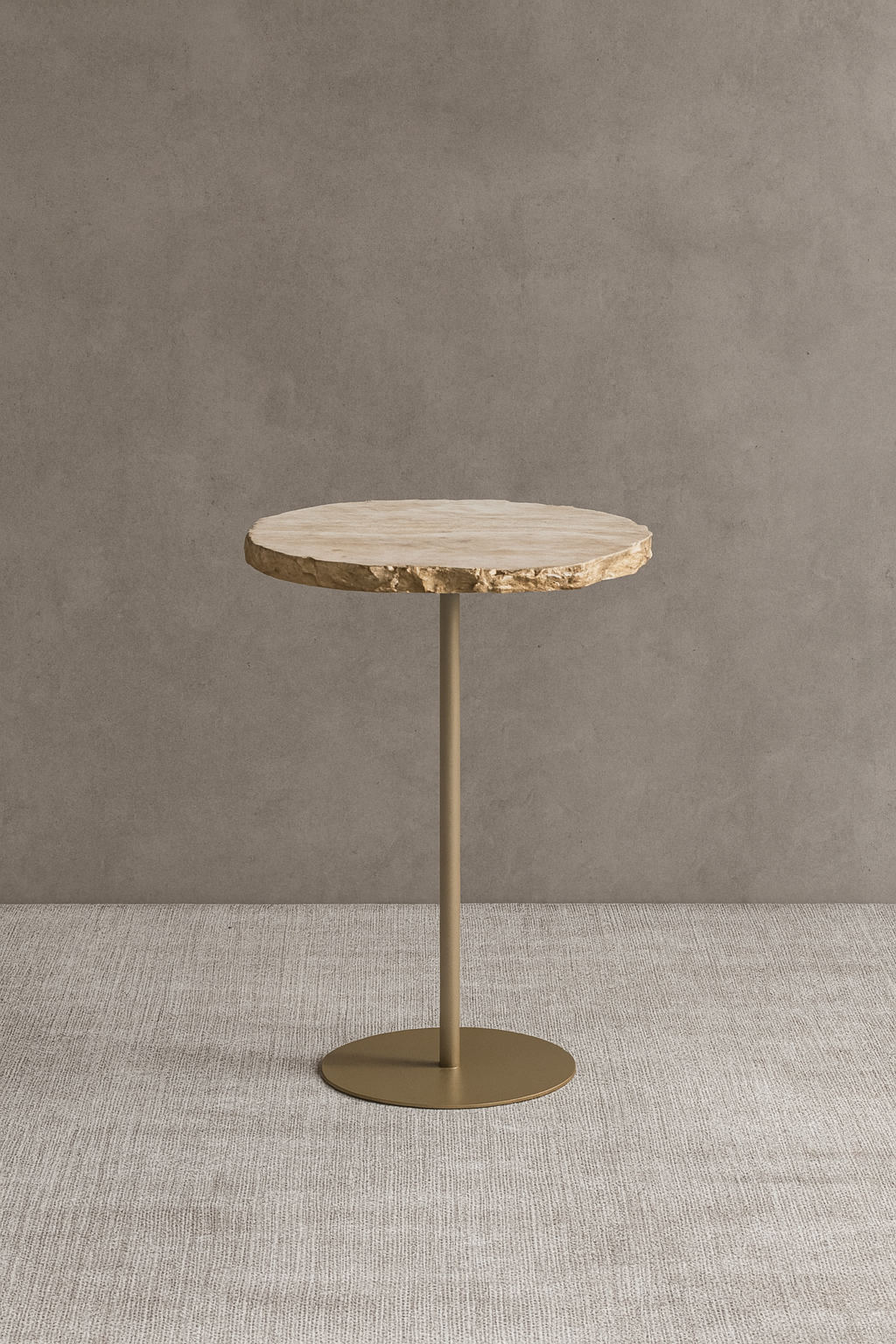 Linha Zera - Mármore Travertino Nacional Orgânica Pintura Mettalik Ouro Borda - Base cor Champanhe