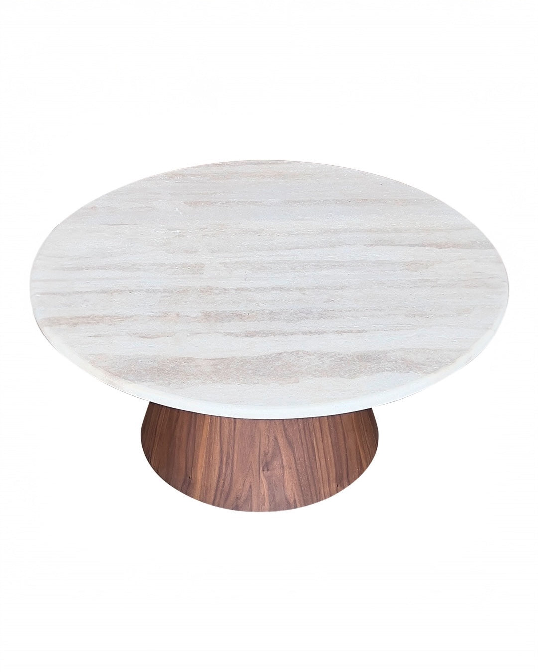 Mesa de Centro Malbec - Mármore Travertino Romano Textura Natural - Base Cone