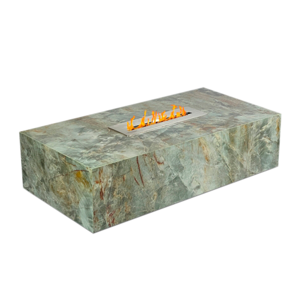 Mesa de Centro com Lareira - Quartzito Verde Esmeralda