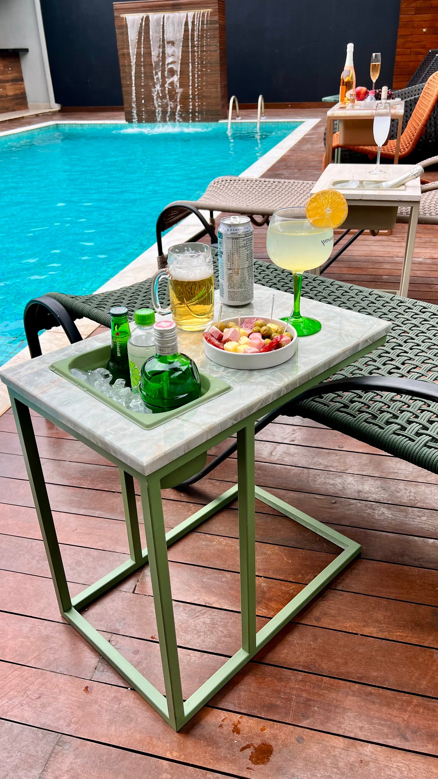 Mesa Gourmet Quartzito Verde Esmeralda - Base cor Verde