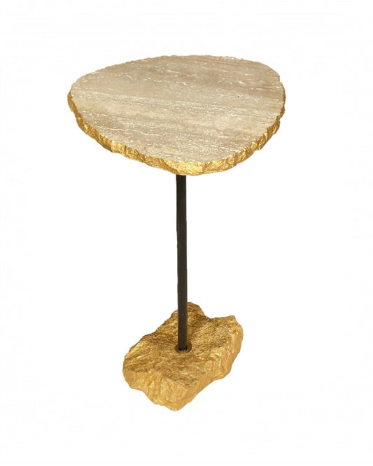 Mesa La Roca D'oro Pinot Noir (Pintura Ouro Metalik) - Mármore Travertino Romano Legítimo