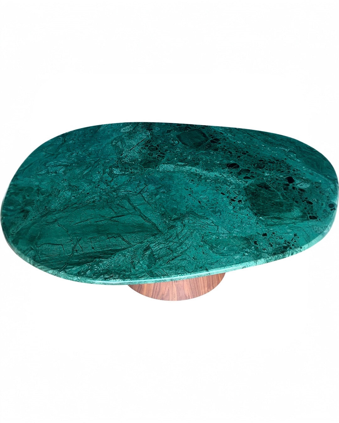 Mesa de Centro - Concha Mármore Verde Guatemala Textura do Tampo Polida ( Com Brilho )  - Base Cilindro Grande