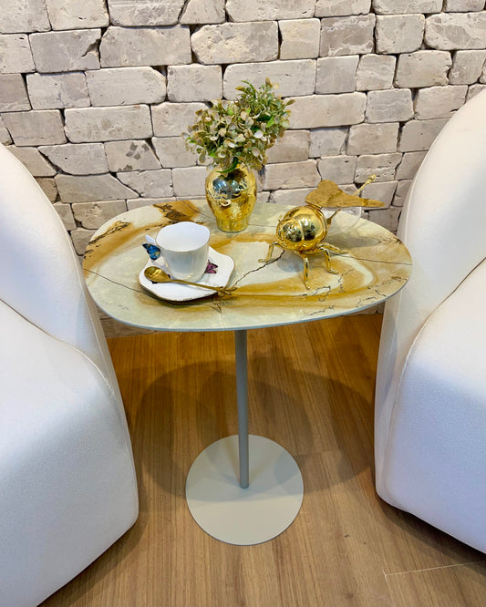 Mesa - Lateral Tulipa - Quartzito Blue Deep - Base Cor Bege