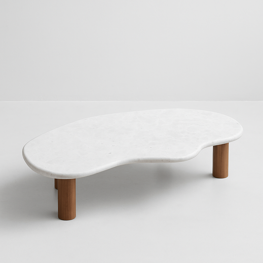 Mesa de Centro Dunas Mármore Travertino White Cream