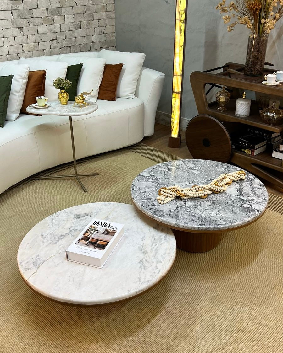 Mesa de Centro Casal Malbec Calacatta e Mármore Rafaello – Sinta-se Store