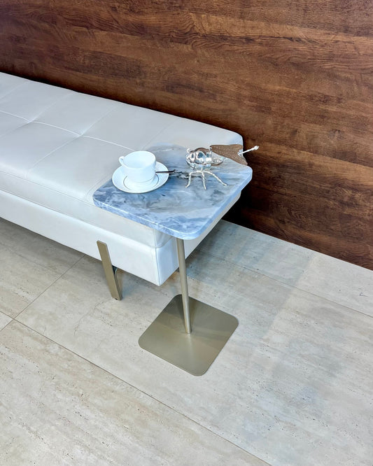 Mesa Lateral - Mármore Grigio Vulcano - Quadrada