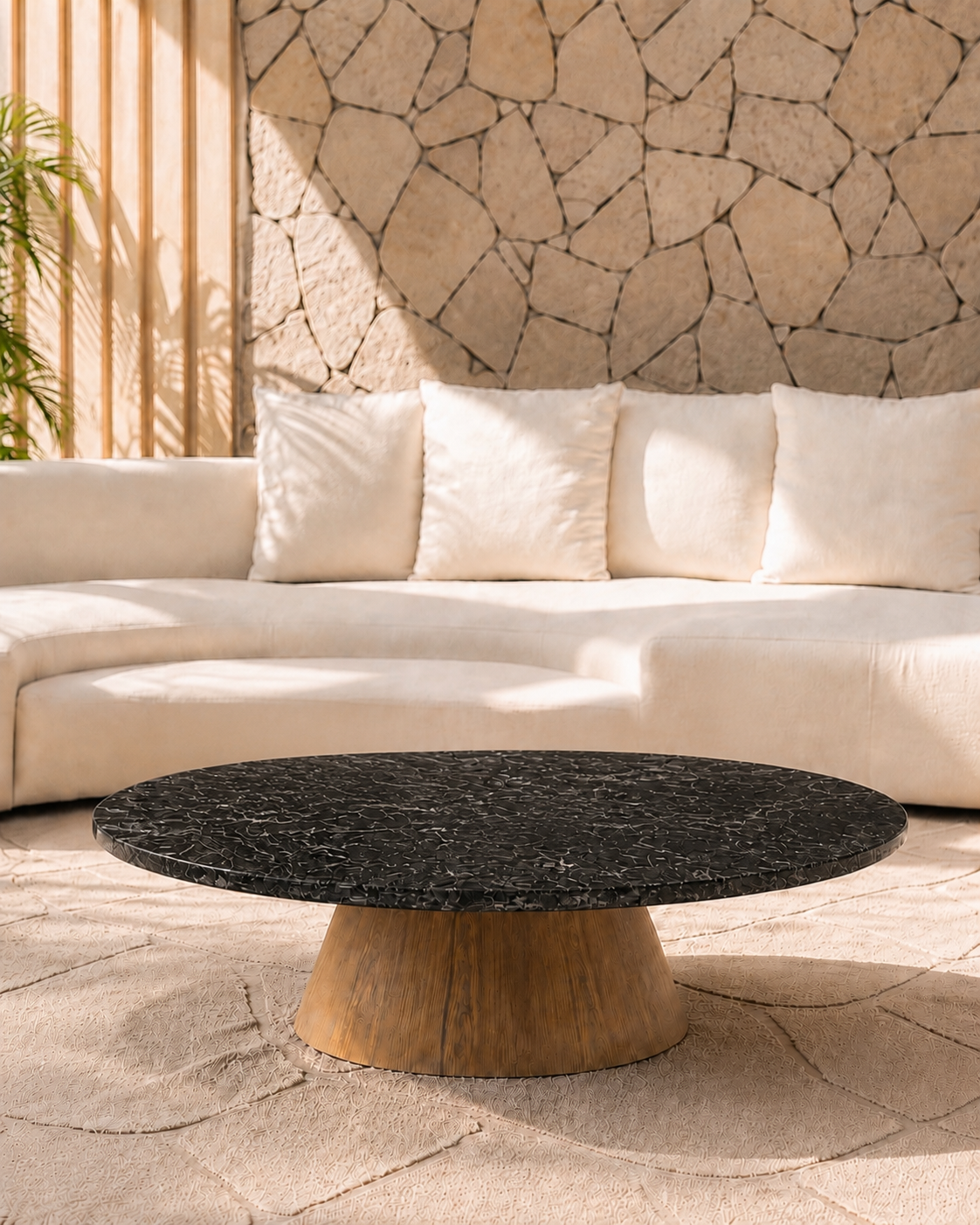 Mesa de Centro - Malbec Dallas Mármore Black Star - Textura do Tampo Polido com Brilho