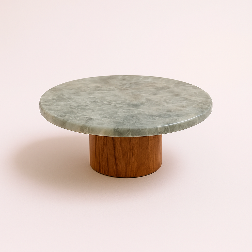 Mesa de Centro - Malbec Dallas - Quartzito Verde Esmeralda (Polido) / Base Cilindro
