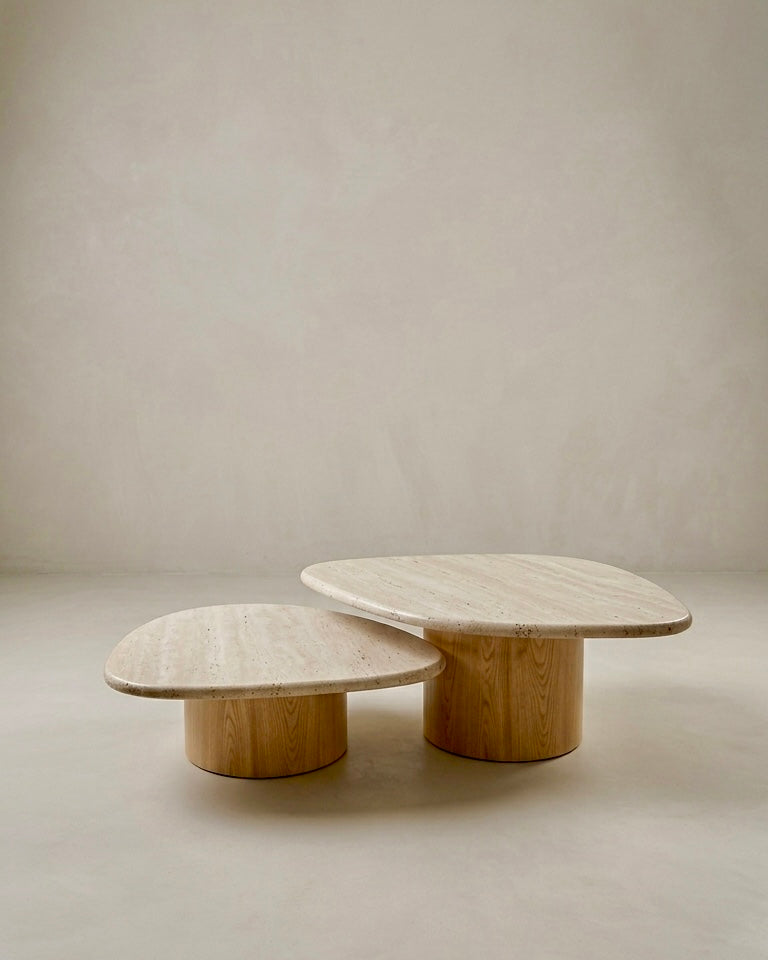Duo Concha - Mármore Travertino  - Base Cilindro Grande