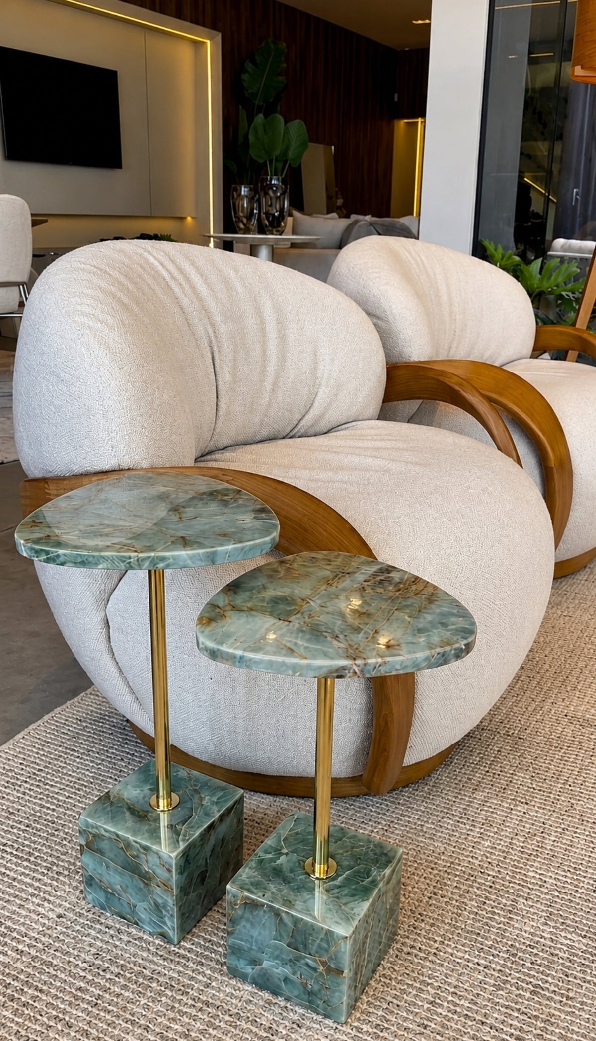 Dupla Mesas de Apoio Sangiovese l Quartzito Verde Esmeralda
