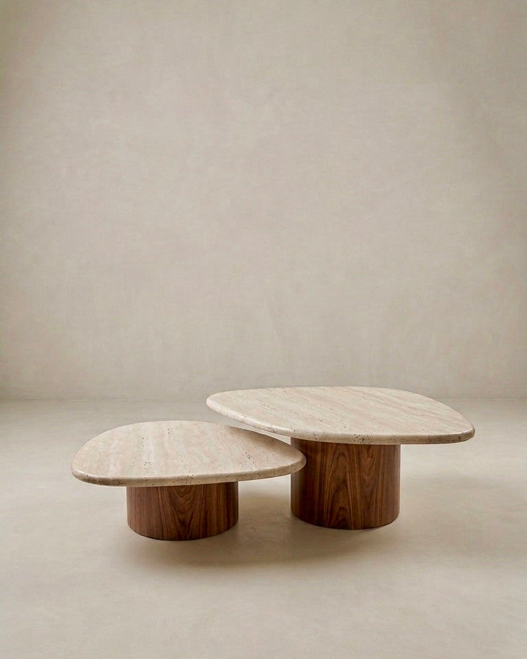 Duo Concha - Mármore Travertino  - Base Cilindro Grande