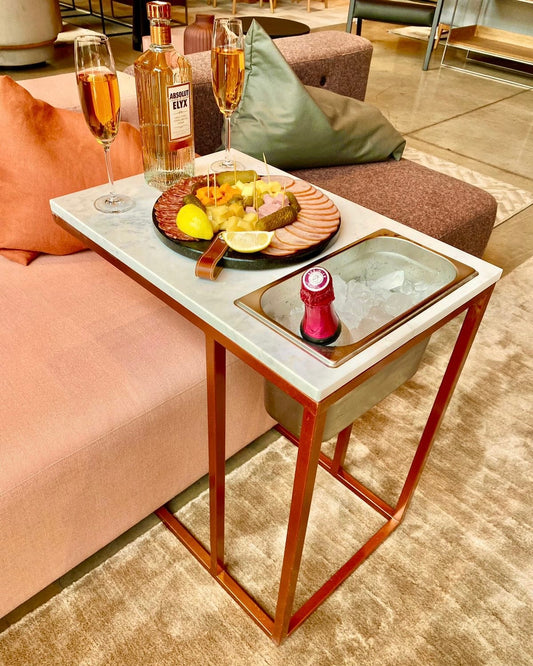 Mesa Gourmet - Mármore Calacatta - Base Rose