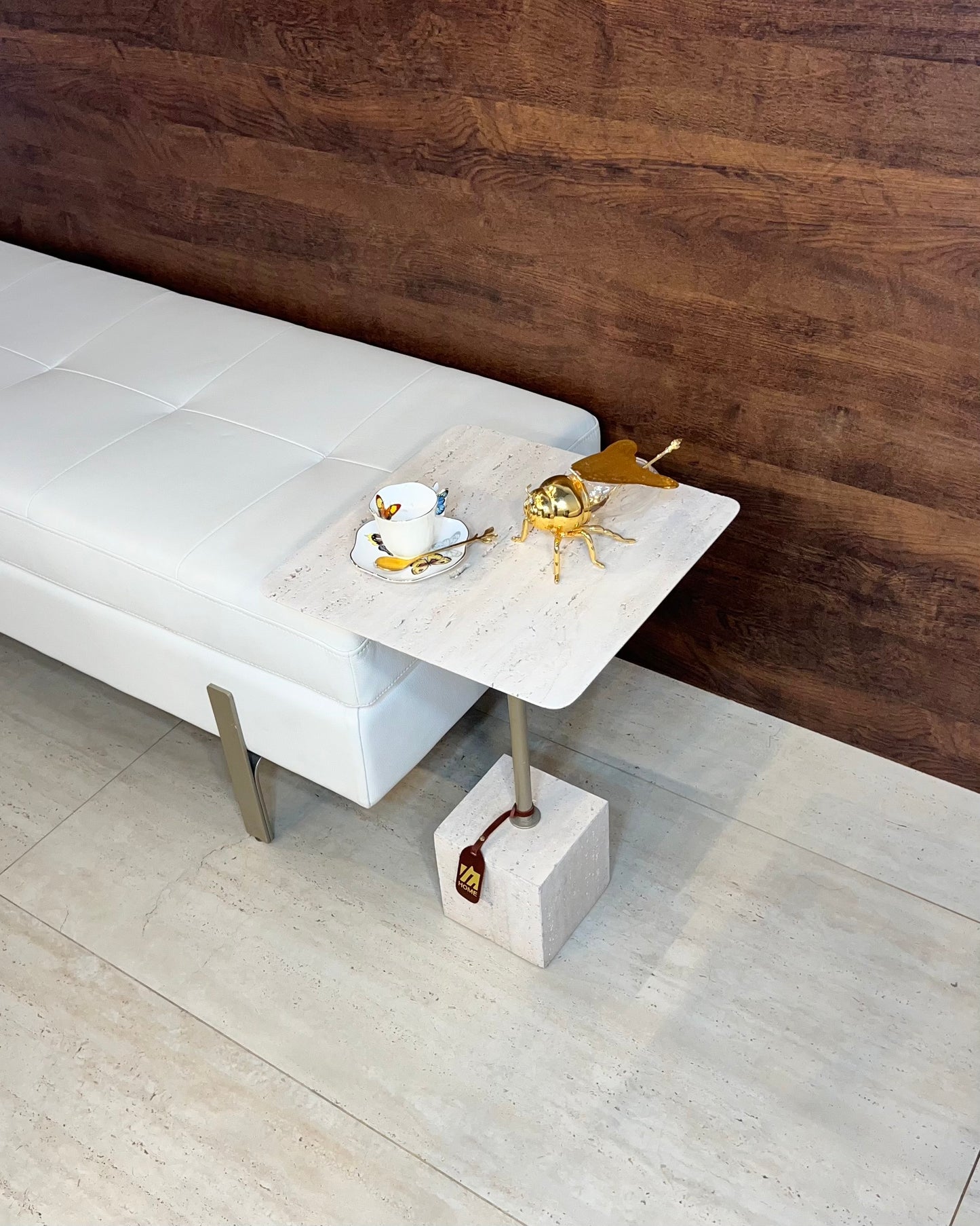 Mesa Lateral Quadrato - Travertino Romano Legítimo