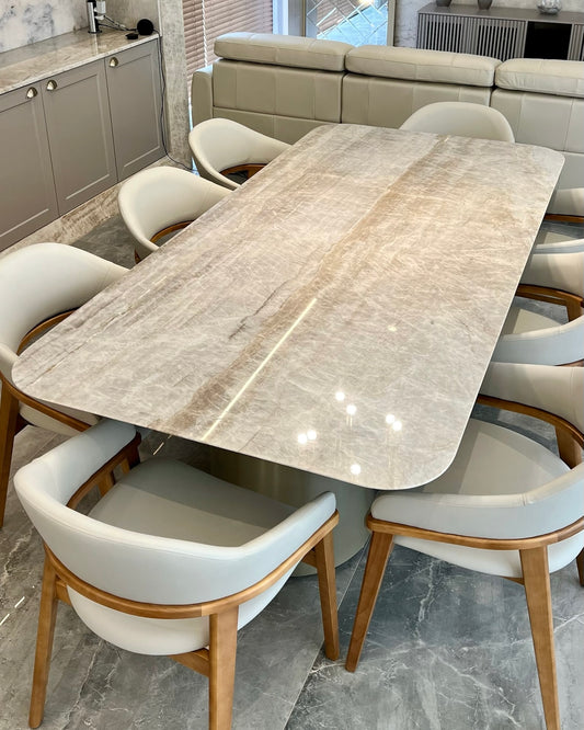 Mesa de Jantar Londres Quartzito Perla Santana