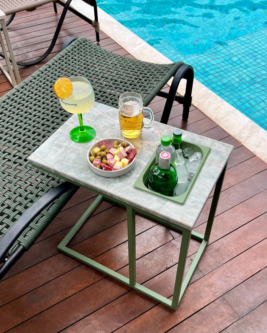 Mesa Gourmet Quartzito Verde Esmeralda - Base cor Verde