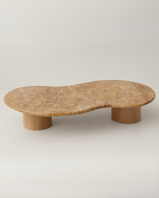 Mesa de Centro Sonatta Mármore Oro Perlato / Base Cilindro Maior