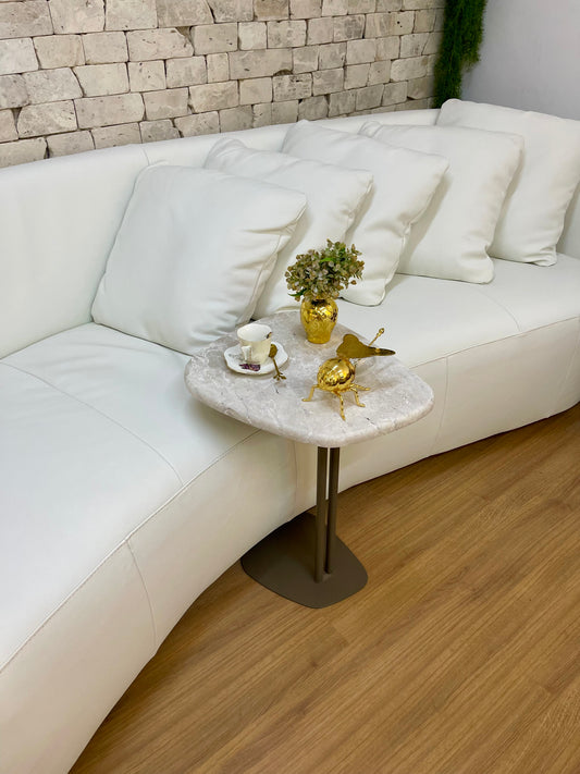 Linha Concha - Mármore Travertino White Cream - Textura Levigado (Sem Brilho) - Base Cor Fendi