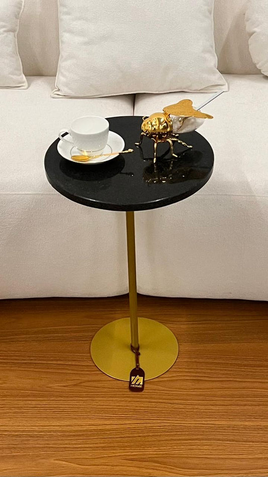 Linha Zera - Mármore Diamante Negro - Base Dourada
