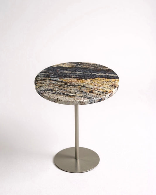Mesa de Apoio - Linha Zera Granito Golden Galaxy - Base cor Champanhe