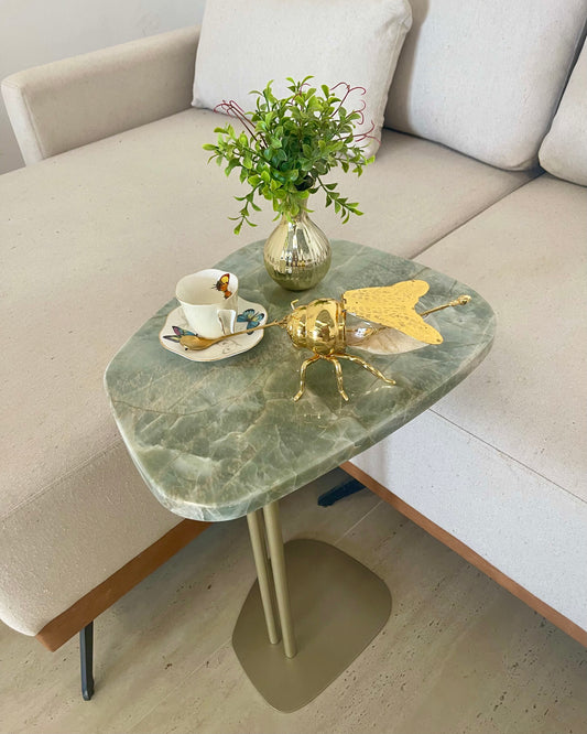 Linha Concha - Quartzito Verde Esmeralda (Polido) - Base cor Champanhe