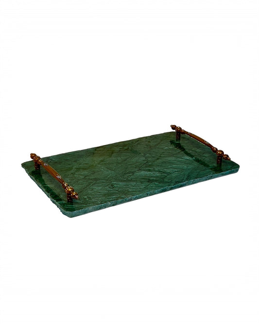 Bandeja - Adega Bar Mármore Verde Guatemala - Alça Colonial 30x50 Cm