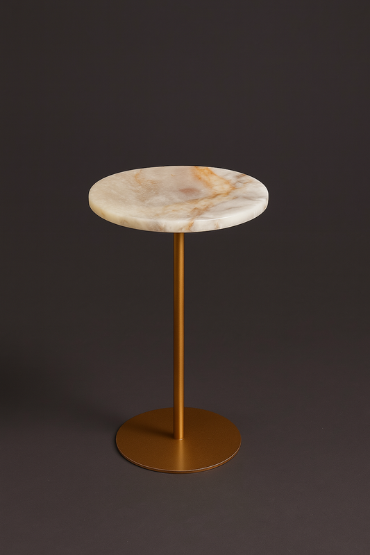 Mesa de Apoio - Quartzito Cristallo Rose - Base Champagne