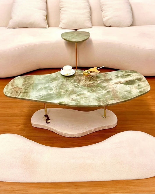 Mesa de Centro - Quartzito Verde Esmeralda com Base