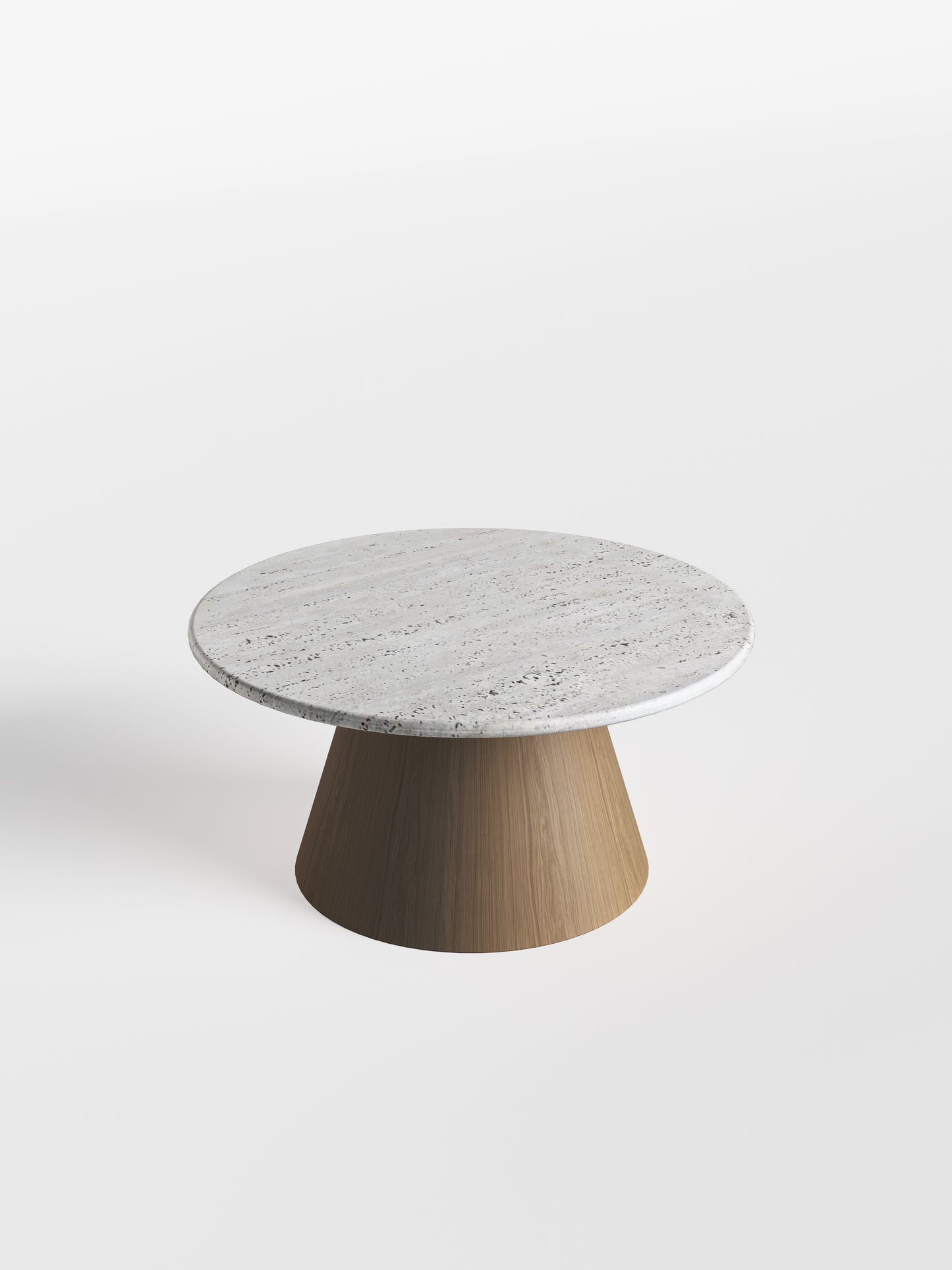 Mesa de Centro Malbec - Mármore Travertino Romano Textura Natural - Base Cone