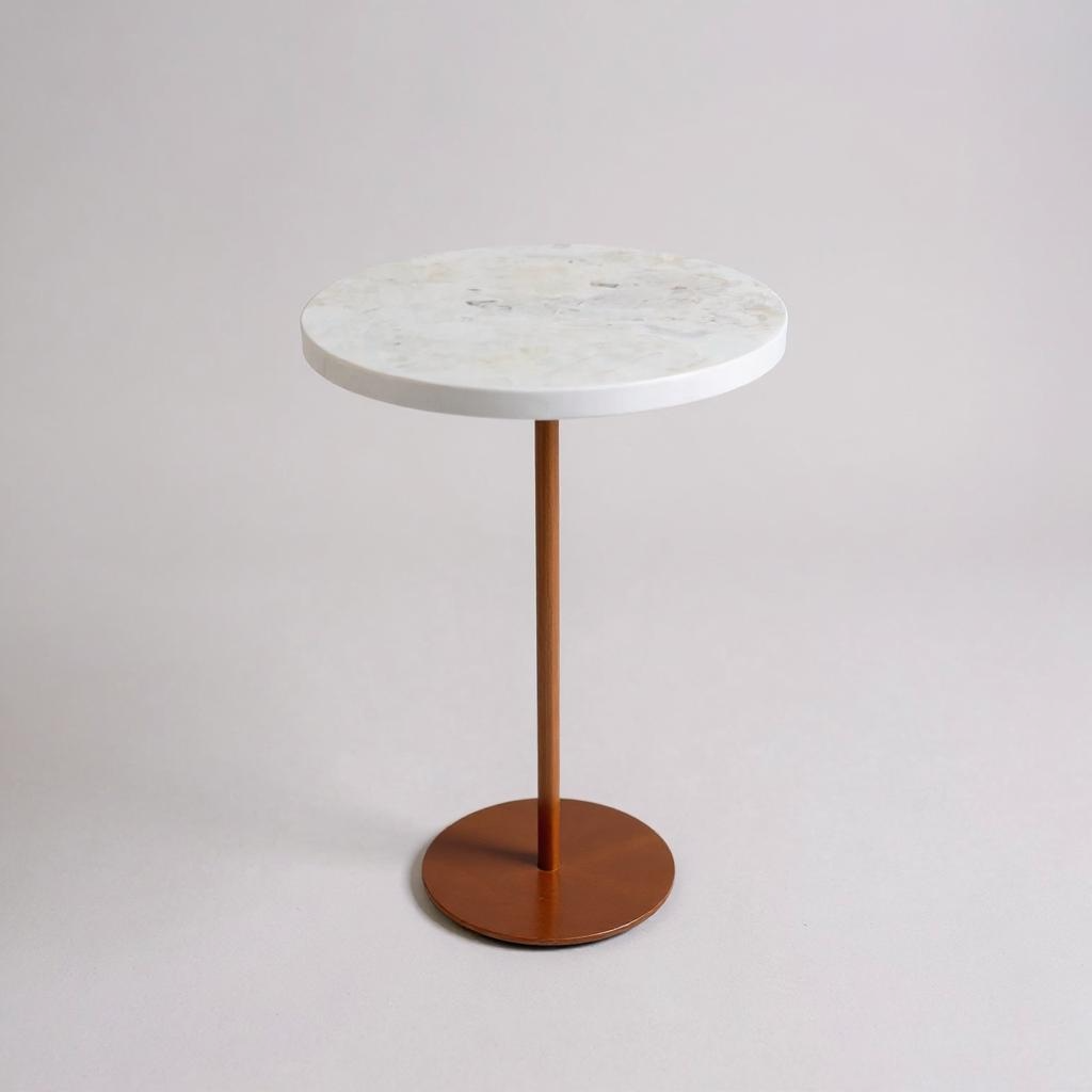 Mesa de Apoio - Mármore Calacatta - Base cor Cobre