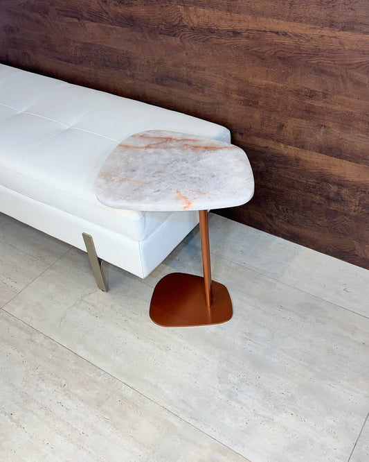 Mesa Lateral - Concha Cristallus Rose - 60 Cm de Altura/ Peça Única