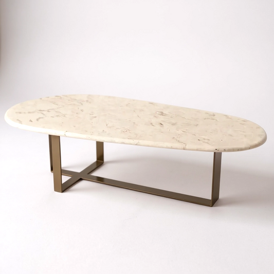 Mesa de Centro Wine Mármore Calacatta - Base Santini - Inox Inoxidável